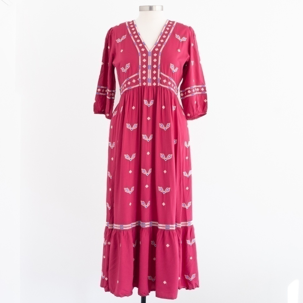 Ba&sh - Java Embroidered Boho Midi Dress - Picture 2 of 16